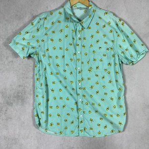Pokemon Shirt Men's Large Short Sleeve Button up Pikachu All Over Print